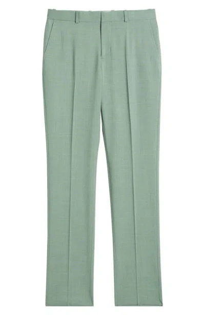 Nordstrom Trim Fit Flat Front Stretch Wool Dress Pants In Green