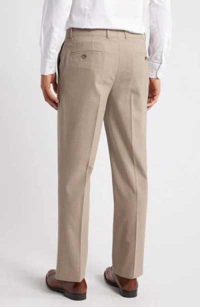 Nordstrom Trim Fit Flat Front Stretch Wool Dress Pants In Brown