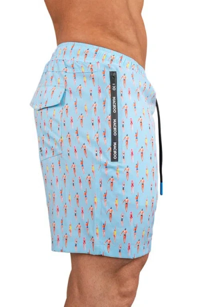 Maceoo Swim Lion Pool Swim Trunks In Blue