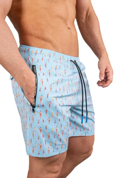 Maceoo Swim Lion Pool Swim Trunks In Blue