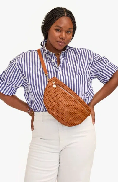 Clare V Grande Fanny Woven Checker Leather Belt Bag