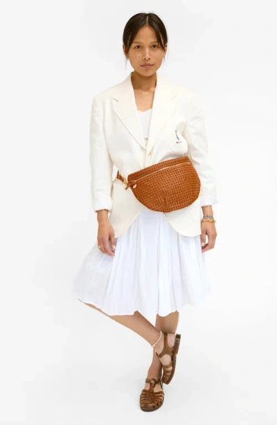 Clare V Grande Fanny Woven Checker Leather Belt Bag