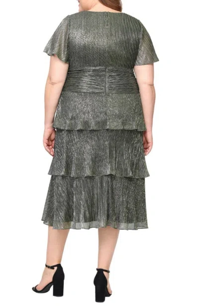 Sl Fashions Metallic Surplice Neck Dress