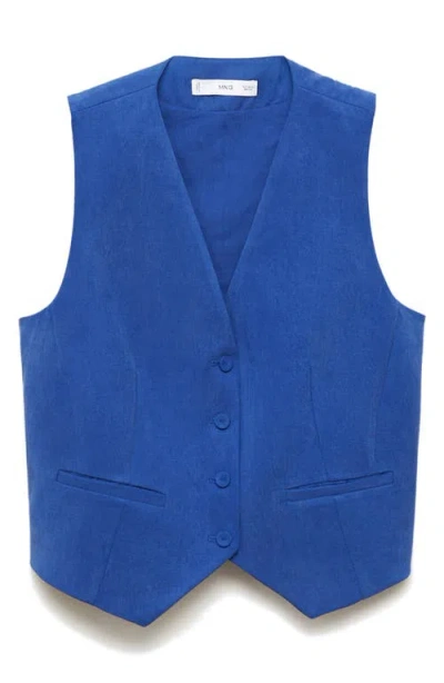 Mango Suit Vest In Blue