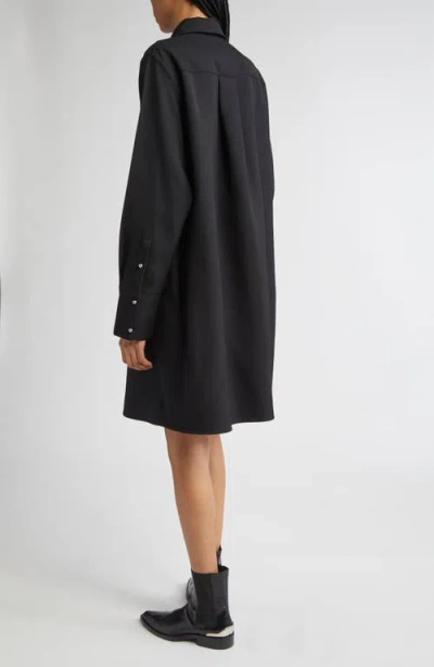 Jil Sander Long Sleeve Wool Polo Dress In Black
