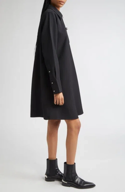 Jil Sander Long Sleeve Wool Polo Dress In Black