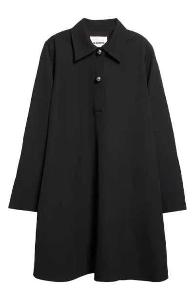 Jil Sander Long Sleeve Wool Polo Dress In Black
