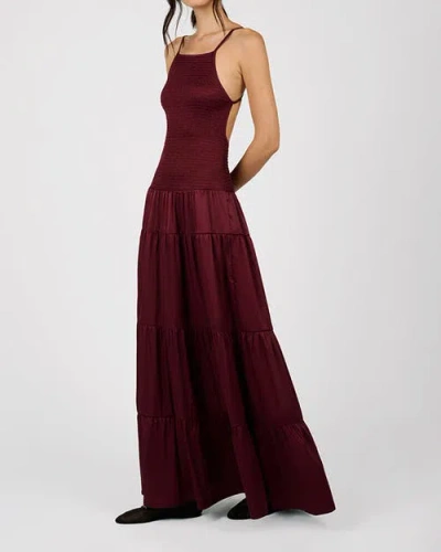 Weworewhat Smocked Drop Waist Maxi Dress In Burgundy