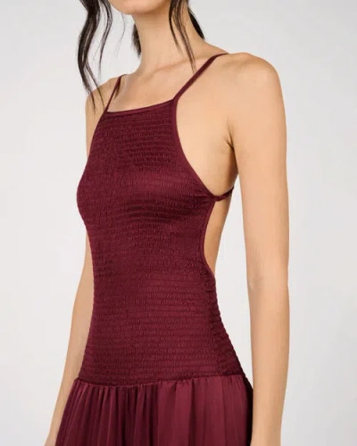 Weworewhat Smocked Drop Waist Maxi Dress In Burgundy