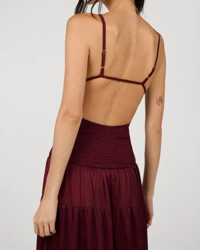 Weworewhat Smocked Drop Waist Maxi Dress In Burgundy