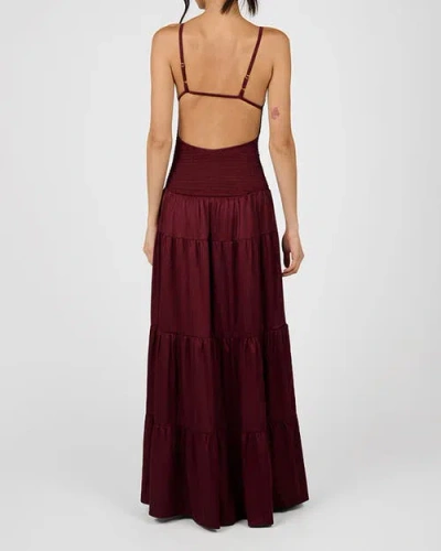 Weworewhat Smocked Drop Waist Maxi Dress In Burgundy