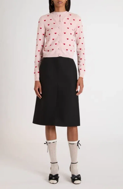 Valentino Garavani Heart Jacquard Cashmere Cardigan In Pink