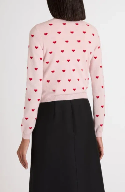 Valentino Garavani Heart Jacquard Cashmere Cardigan In Pink