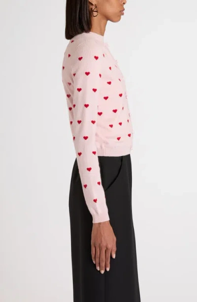Valentino Garavani Heart Jacquard Cashmere Cardigan In Pink