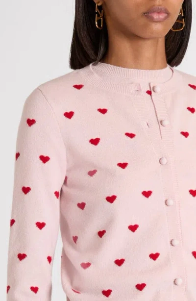 Valentino Garavani Heart Jacquard Cashmere Cardigan In Pink