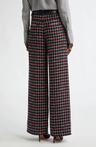 St John St. John Collection Windowpane Check Tweed Wide Leg Pants