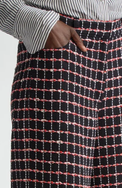 St John St. John Collection Windowpane Check Tweed Wide Leg Pants