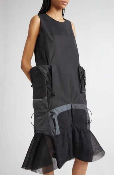Junya Watanabe Black Paneled Midi Dress In Black