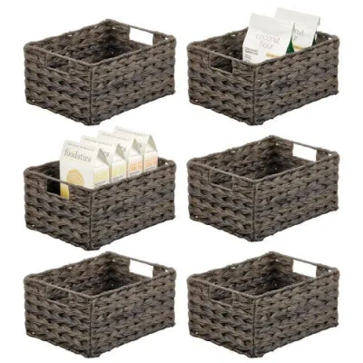 Mdesign Woven Farmhouse Pantry Food Storage Bin Basket Box, 6 Pack