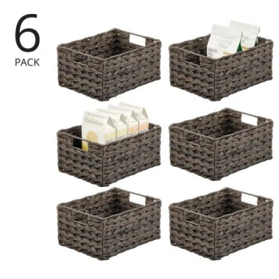 Mdesign Woven Farmhouse Pantry Food Storage Bin Basket Box, 6 Pack