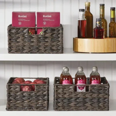 Mdesign Woven Farmhouse Pantry Food Storage Bin Basket Box, 6 Pack