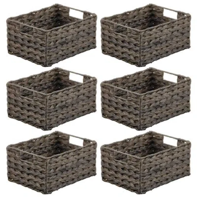 Mdesign Woven Farmhouse Pantry Food Storage Bin Basket Box, 6 Pack