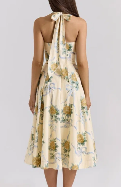 House Of Cb Allena Floral Halter Stretch Cotton Midi Sundress