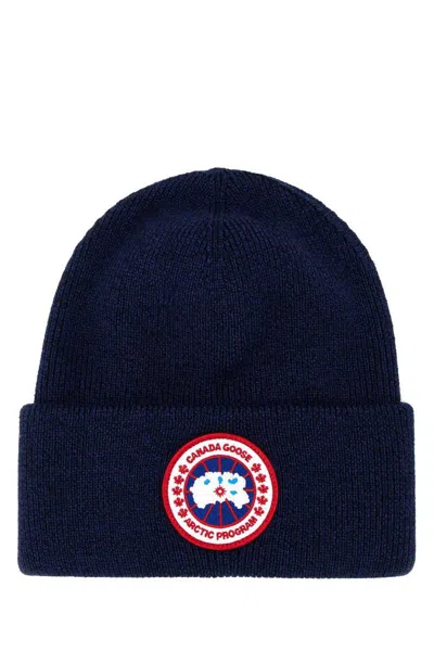 Canada Goose Navy Blue Wool Arctic Beanie Hat In Blue