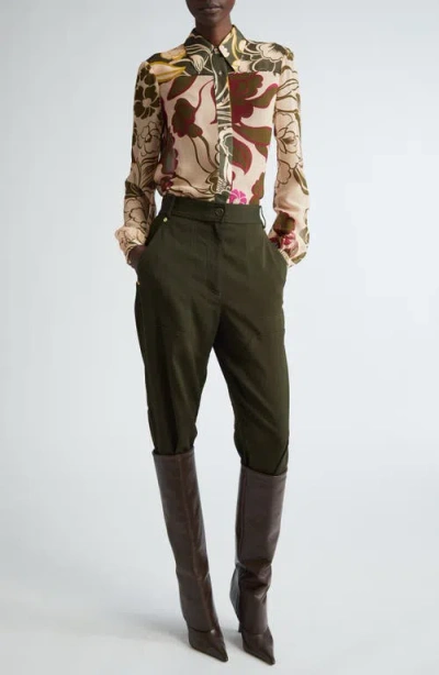 St John St. John Collection Mixed Floral Print Georgette Button-up Shirt