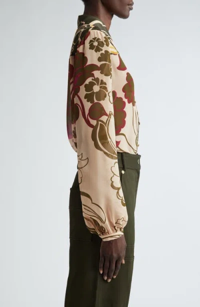 St John St. John Collection Mixed Floral Print Georgette Button-up Shirt