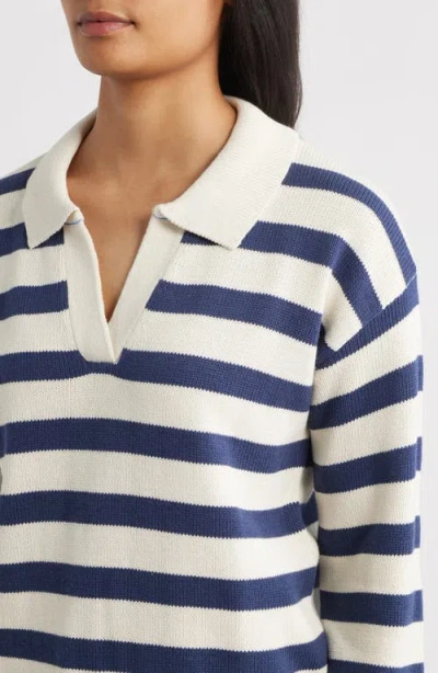 Hatley Stripe Johnny Collar Sweater In Blue