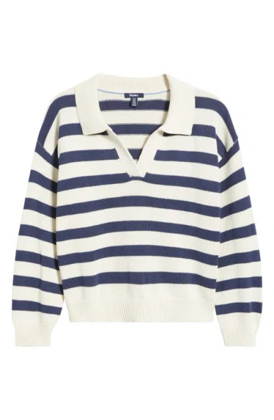 Hatley Stripe Johnny Collar Sweater In Blue