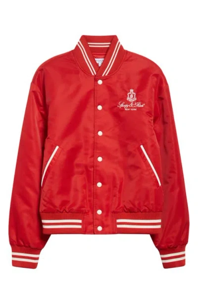 Sporty And Rich Sporty & Rich Vendome Nylon Varsity Jacket In Red