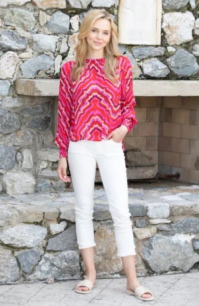 Apny Olivia Double Frayed Mid Rise Ankle Slim Jeans In White
