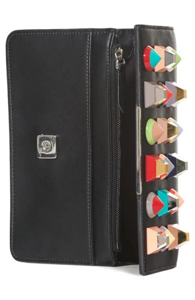Fendi Rainbow Studded Leather Tube Wallet On A Chain