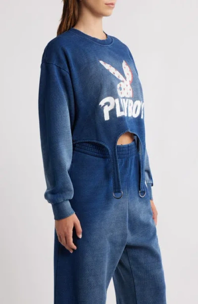 Ptcl X Playboy Embellished Crop D-ring Sweatshirt