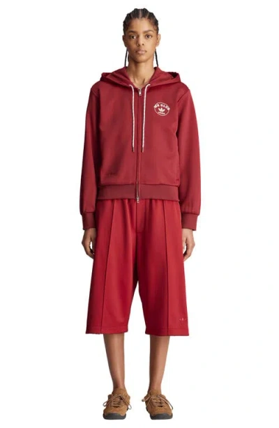 Adidas Originals Adidas By Wales Bonner Bordeaux Hooded Sweatshirt In Cotton Blend In Red
