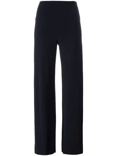 Norma Kamali Dark Blue Stretch Fabric Trousers In Black