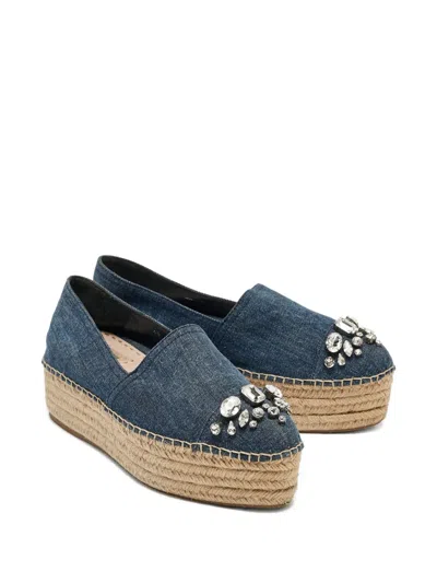 Pre-owned Miu Miu 2024 50mm Denim Espadrilles