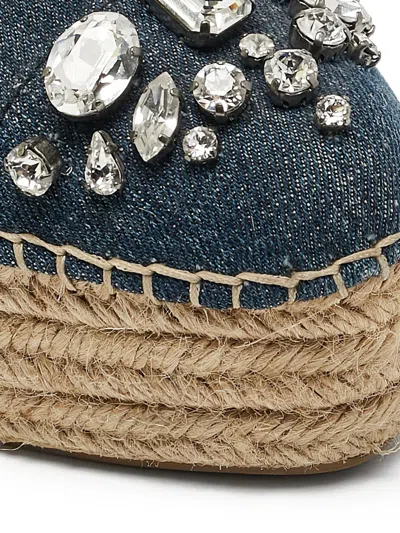 Pre-owned Miu Miu 2024 50mm Denim Espadrilles