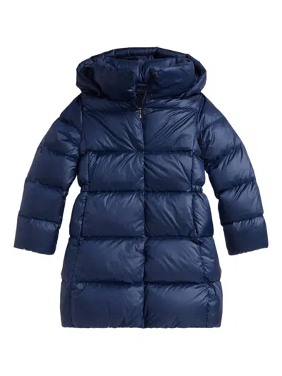 Polo Ralph Lauren Hooded Long Padded Coat In Blue