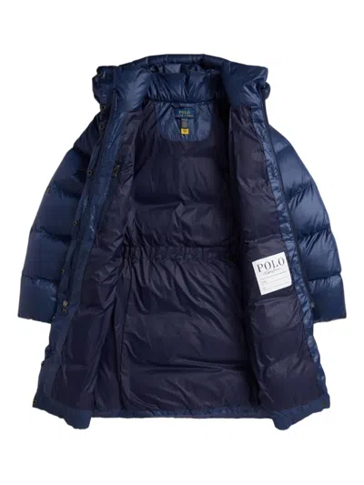 Polo Ralph Lauren Hooded Long Padded Coat In Blue