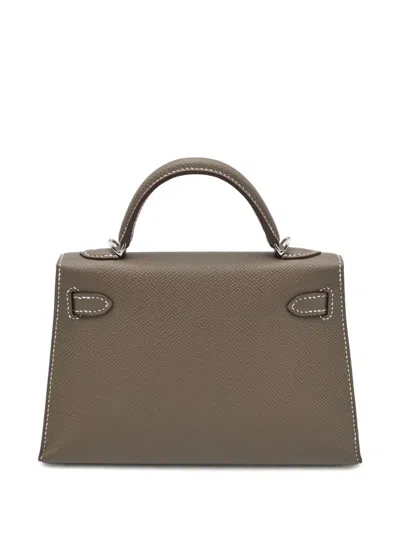 Pre-owned Hermes 2020 Mini Kelly Ii Epsom Leather Handbag In Gray