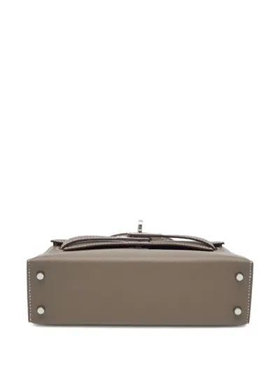 Pre-owned Hermes 2020 Mini Kelly Ii Epsom Leather Handbag In Gray