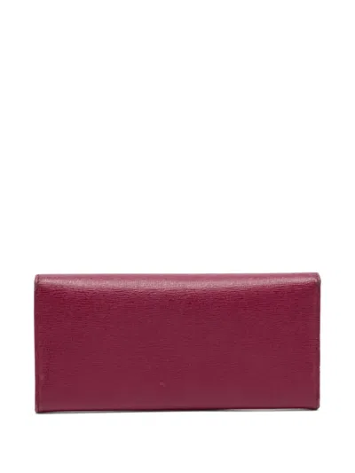 Pre-owned Fendi Logo-plaque Leather Wallet In Red
