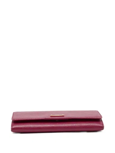 Pre-owned Fendi Logo-plaque Leather Wallet In Red