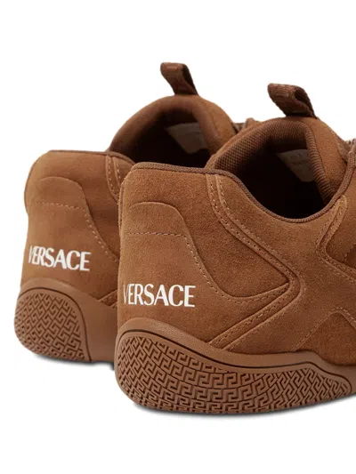 Versace Galaxia Suede Sneakers In Brown