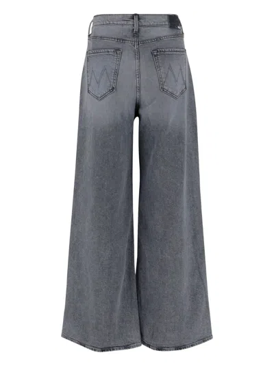 Mother Logo Patch Wide Leg Jeans In Gray