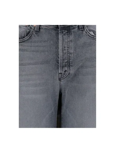 Mother Logo Patch Wide Leg Jeans In Gray