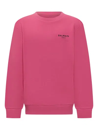Balmain Logo-embroidered Sweatshirt In Pink